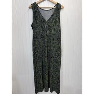 Title Nine Dress Round Trip Midi Bodega Reversible Blue Green Pockets XL Travel